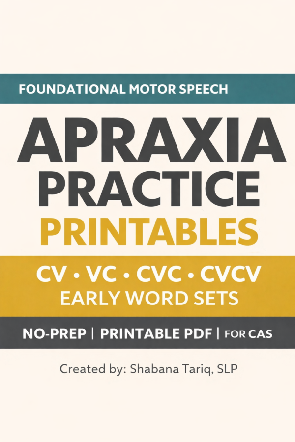 Foundational Apraxia Practice Printables