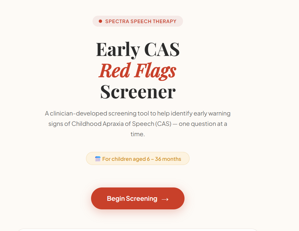 Early CAS Red Flags Screener | Childhood Apraxia of Speech Screening Tool